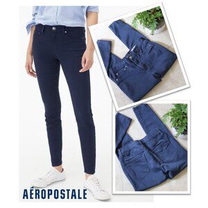 AEROPOSTALE Seriously Stretchy Skinny Ankle High-Rise Jegging - Navy, Sz 2 Short